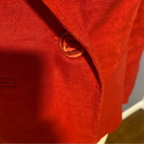 Vintage  Linen Blazer One Button Shoulder Pads Sz 6P - Picture 2 of 10